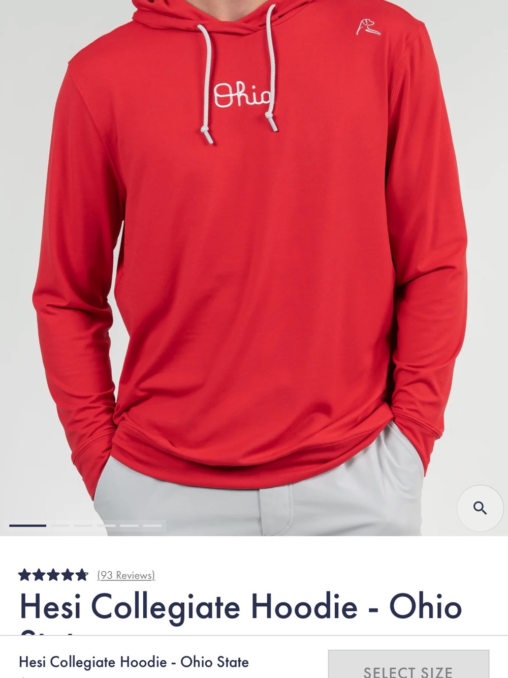 RHOBACK- Men’s Medium Script Ohio Red Pullover Hoodie with Drawstring Hood